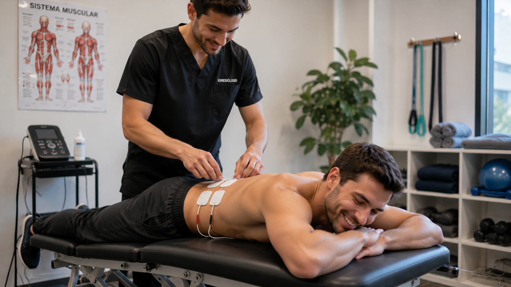Electroestimulación en sesión de kinesiología