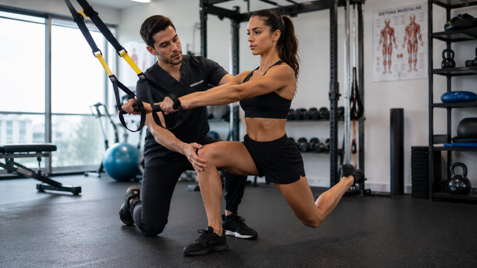 Ejercicio TRX de kinesiología deportiva en QuiroHome