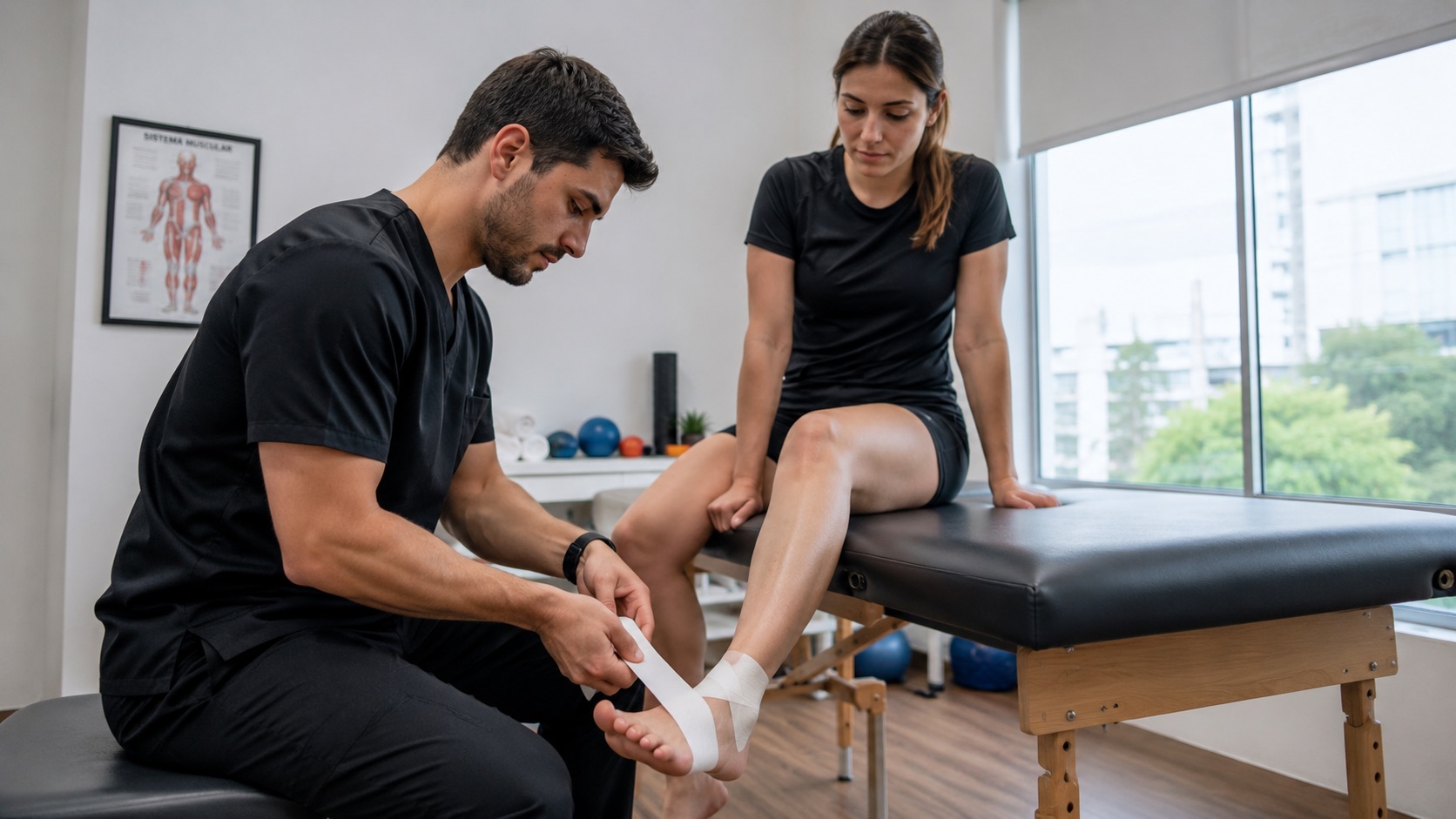 Vendaje funcional de tobillo en kinesiología