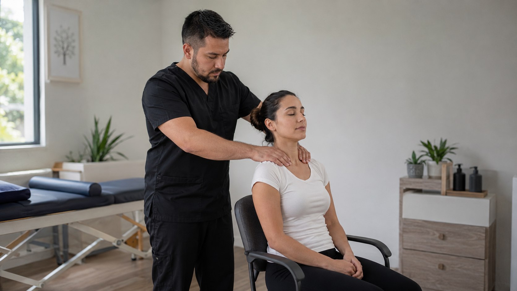 Masoterapia de hombros y trapecios en QuiroHome