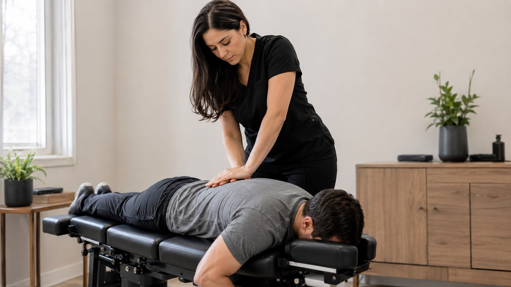 Ajuste quiropráctico lumbar en QuiroHome
