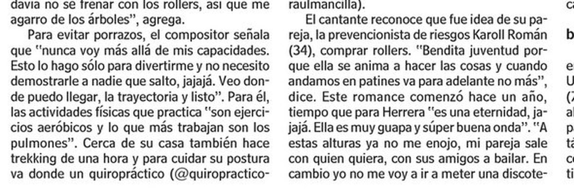 Fragmento de la nota de LUN donde se menciona al quiropractico de Pablo Herrera