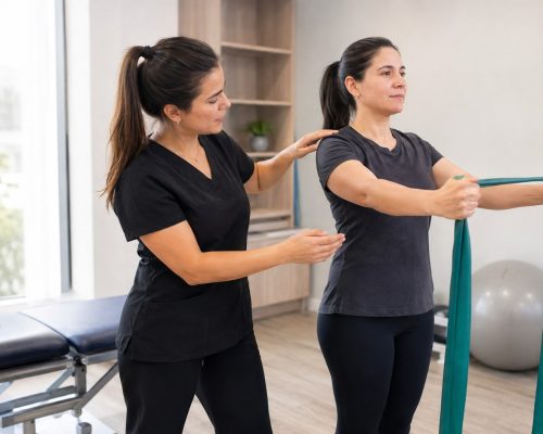 Ejercicio de rehabilitación kinesiológica en QuiroHome