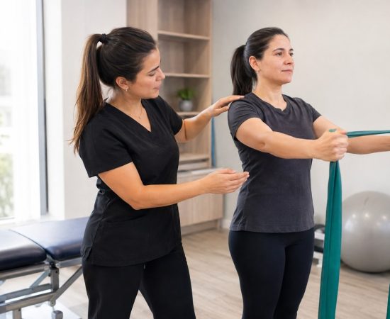 Ejercicio de rehabilitación kinesiológica en QuiroHome