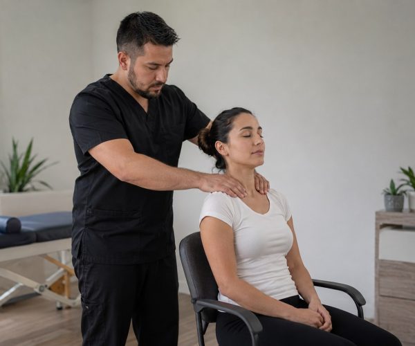 Masoterapia de hombros y trapecios en QuiroHome