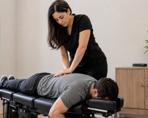 Ajuste quiropráctico lumbar en QuiroHome